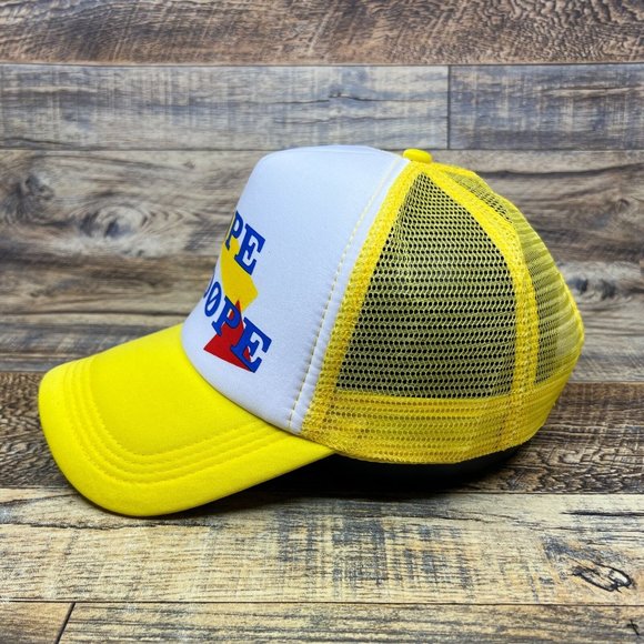 Say Nope To Dope Anti-Drug Advertisement Mens Trucker Hat Yellow Snapback Cap - Picture 4 of 8